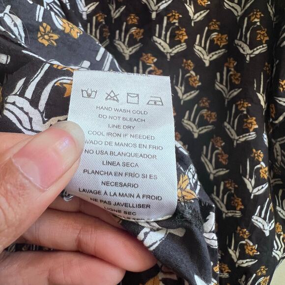 dRA Los Angeles Anthropologie Floral Black Gold layered Puff Sleeve Tops M Boho - Picture 7 of 7